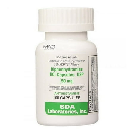 Diphenhydramine HCI Capsules USP 50 mg by Sda Laboratories, Antihistamine, 100 Ea, 3 Pack