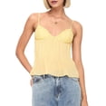 thumbnail image 2 of Women Y2k Babydoll Tank Tops Lace Trim V Neck Crop Spaghetti Strap Top Summer Cute Flowy Shirts Yellow S, 2 of 9
