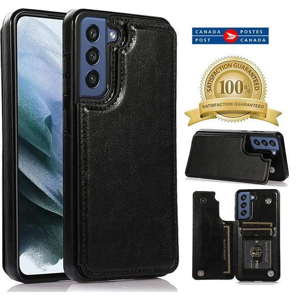 Merlin Cuir Flip Portefeuille Étui Porte-Cartes Housse de Téléphone pour Samsung Galaxy S21 FE (Noir)