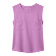 thumbnail image 3 of Womens Sleeveless Cotton Linen Vest Tops Casual Crew Neck Double Chest Pocket Loose Fit Summer Tank Tops. by Yigetop Purple S, 3 of 7