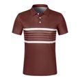 thumbnail image 4 of BXINGOHAI Men's Fashion Color Block Shirts Casual Short Sleeve T Shirt Striped Moisture Wicking Golf Shirts Tops Today Brown,3XL, 4 of 6