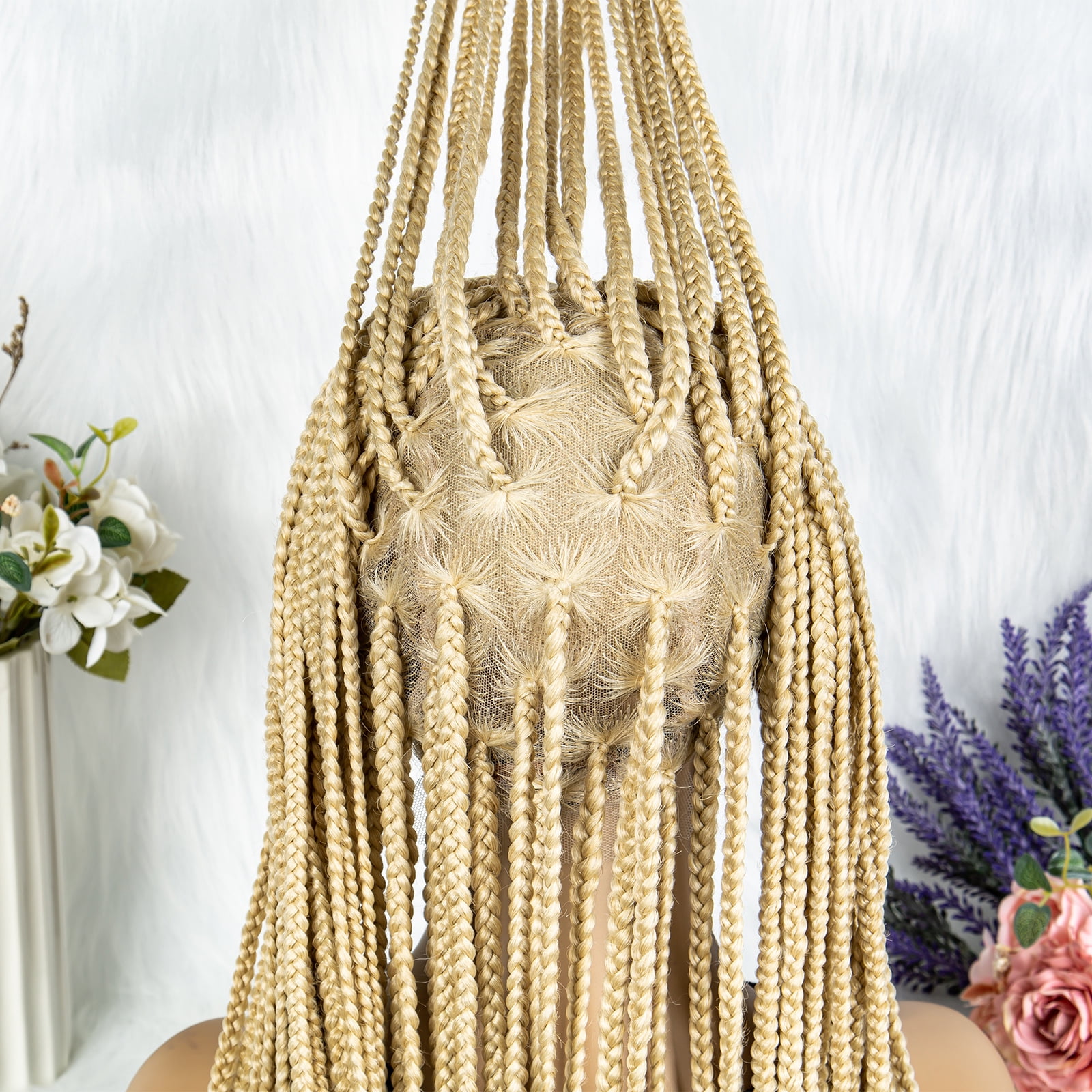 613 Color Braided Wigs for Black Women Transparent HD Full Lace Knotless Box Braided Wigs Cornrow Braids Synthetic Lace Front Braided Wigs with Baby Hair Handmade Faux Locs Wig Braided Wigs 36 inches