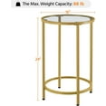 thumbnail image 2 of CRXX Gold Side Table Set of 2, Round End Tables Tall Nightstand Bedside Table Set w/Glass Top & Metal Frame for Living Room/Balcony/Bedroom/Small Space, Easy Assembly, Modern Style, Mustard Gold, 2 of 9