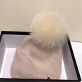 thumbnail image 1 of brillar Nuevos gorros tejidos de piel de conejo auténtico de invierno para mujer, gorros gruesos cálidos y cálidos de piel de zorro Real a la moda para mujer, 1 of 5