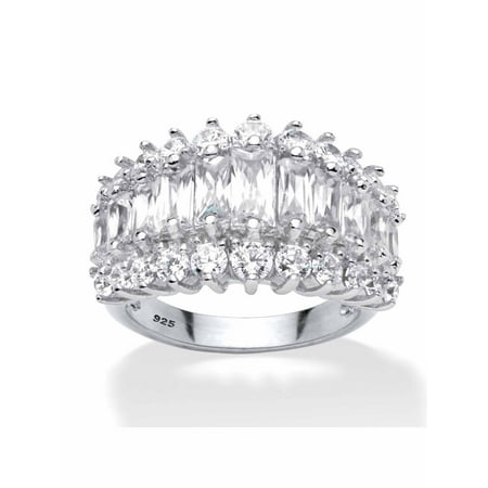 PalmBeach Jewelry Emerald-Cut Cubic Zirconia Engagement Anniversary Ring 4.38 TCW in Gold-Plated or Platinum-Plated Sterling Silver PalmBeach Jewelry Emerald-Cut Cubic Zirconia Engagement Anniversary Ring 4.38 TCW in Gold-Plated or Platinum-Plated Sterling Silver