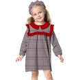 thumbnail image 2 of Mercatoo Baby Girl Spring Long Sleeve Dresses Plaid 𝐒mocked Dress Toddler Doll Collar Dress with Hat 2 Pcs, 2 of 8
