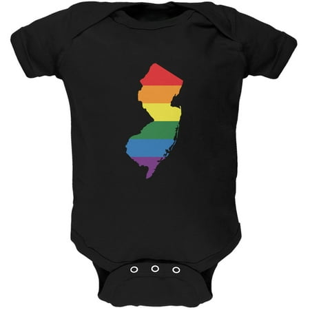

New Jersey LGBT Gay Pride Rainbow Black Soft Baby One Piece - 12-18 months