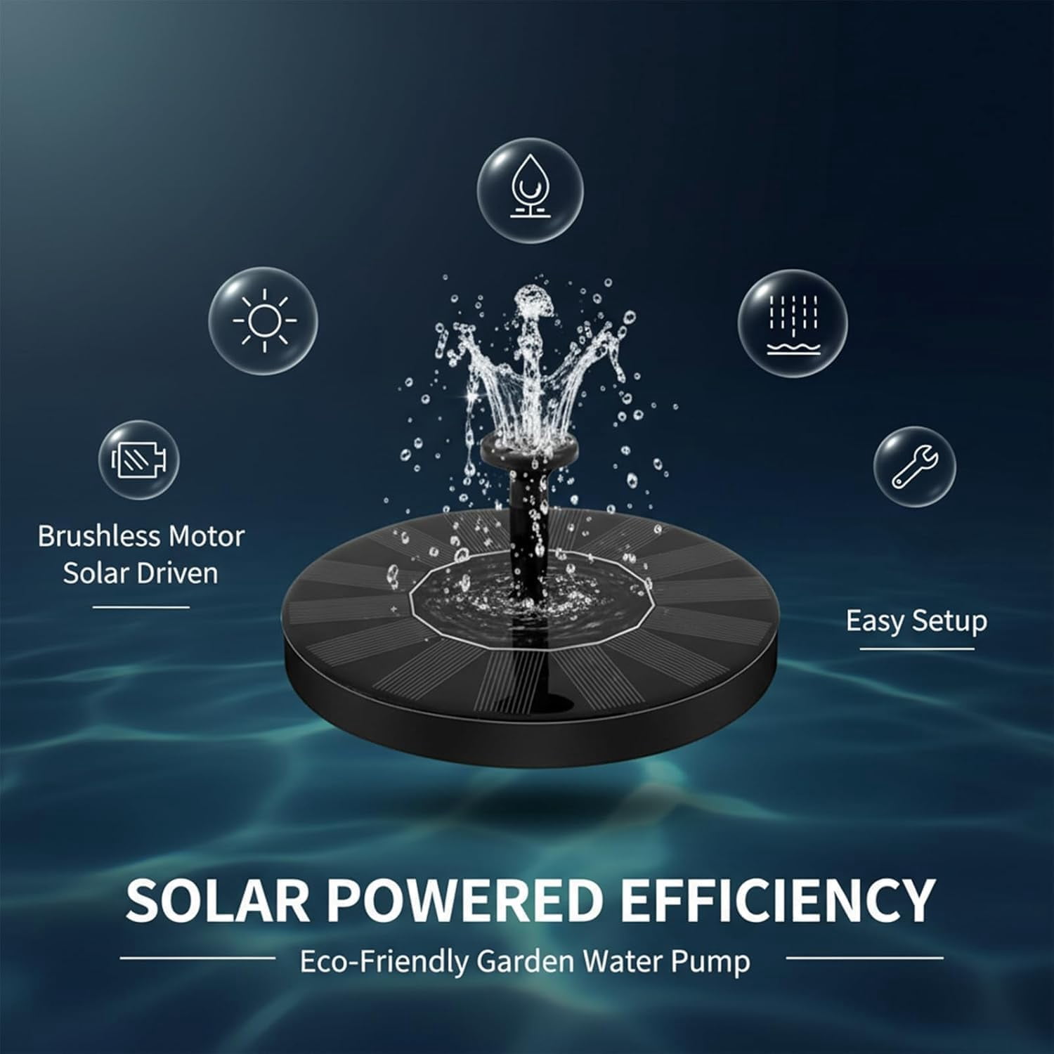 2026 New Solar Fountain for Bird Bath, Floating Mini Solar Water Fountain with 6 Nozzles for Garden, Pond, Pool, and Outdoor