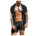 thumbnail image 2 of Ensemble d'Été 2 Pcs pour Hommes Chemises à Manches Courtes Imprimées et Shorts, 2 of 3
