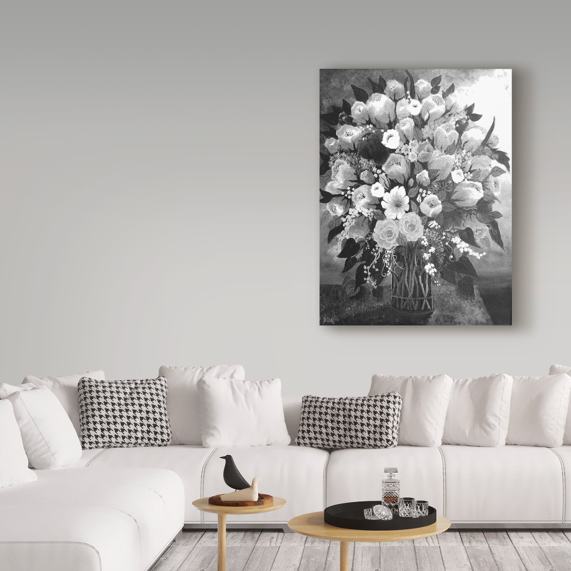 Trademark Fine Art 'Black And White Bouquet' Canvas Art by Bonnie B Cook