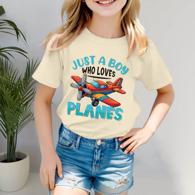 Chandail Garçon Col Rond Manches Courtes Chemises Garçon T-Shirts d'Été Garçon 4T Vêtements Garçon