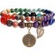 thumbnail image 1 of Pulsera de cuentas semipreciosas para mujer – Árbol de la vida y abalorio de hojas Pulsera elástica de cristal Reiki curativo energético (juego de 2 pulseras de siete chakras) TUNC Sencillez, 1 of 5