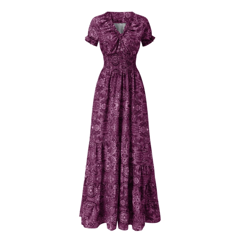 Buy GORLYA Girl's Long Sleeve Floral Print Loose Casual Holiday Long Maxi Dress With Pockets 4-12 Years, Mauve Print, 4T At