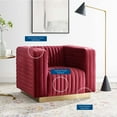 thumbnail image 5 of Tufted Armchair Accent Chair, Velvet, Red, Modern Contemporary Urban Design, Living Lounge Room Hotel Lobby Hospitality, 5 of 9