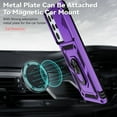 thumbnail image 3 of Galaxy S21 Ultra Kickstand Armor Case with Slide Camera Lens Protection Cover Built-in 360° Rotate Ring Holder Stand Magnetic Military Shockproof Phone Cover Case for Samsung Galaxy S21 Ultra,
Purple, 3 of 8