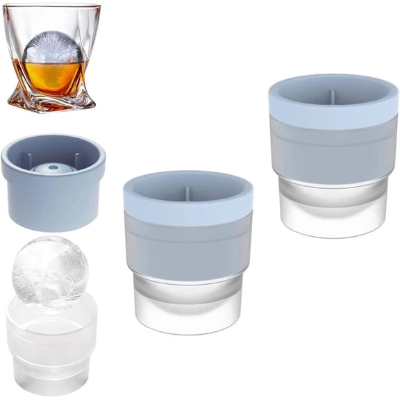 Chiclify Ice Ball Molds, 2.5in Slow Melting Round Ice Cube Mold with Lids, Non-BPA Stackable Easy-Release Silicone Ice Balls Maker Mold for Bourbon and Drinks