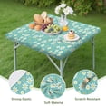 thumbnail image 4 of Turquoise Daisy Flower Yellow Centers Pattern Square Fitted Tablecloth with Elastic Edge,Square Table Cover,Washable Elastic Table Cover for Home Kitchen Party Decor 36"x36", 4 of 6