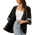thumbnail image 4 of Uvplove women's Swimsuit Cover Up Shirt Lightweght Puff Sleeve Cardigan Chiffon Blouse Top,Black,S, 4 of 8