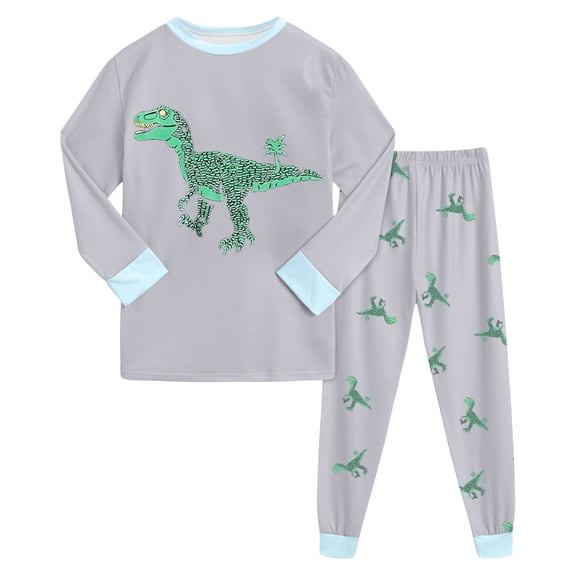 Xudanell Little Boys Long sleeve Pajamas Kids jammies Child Pjs (Mint Green, 3-4 Years)