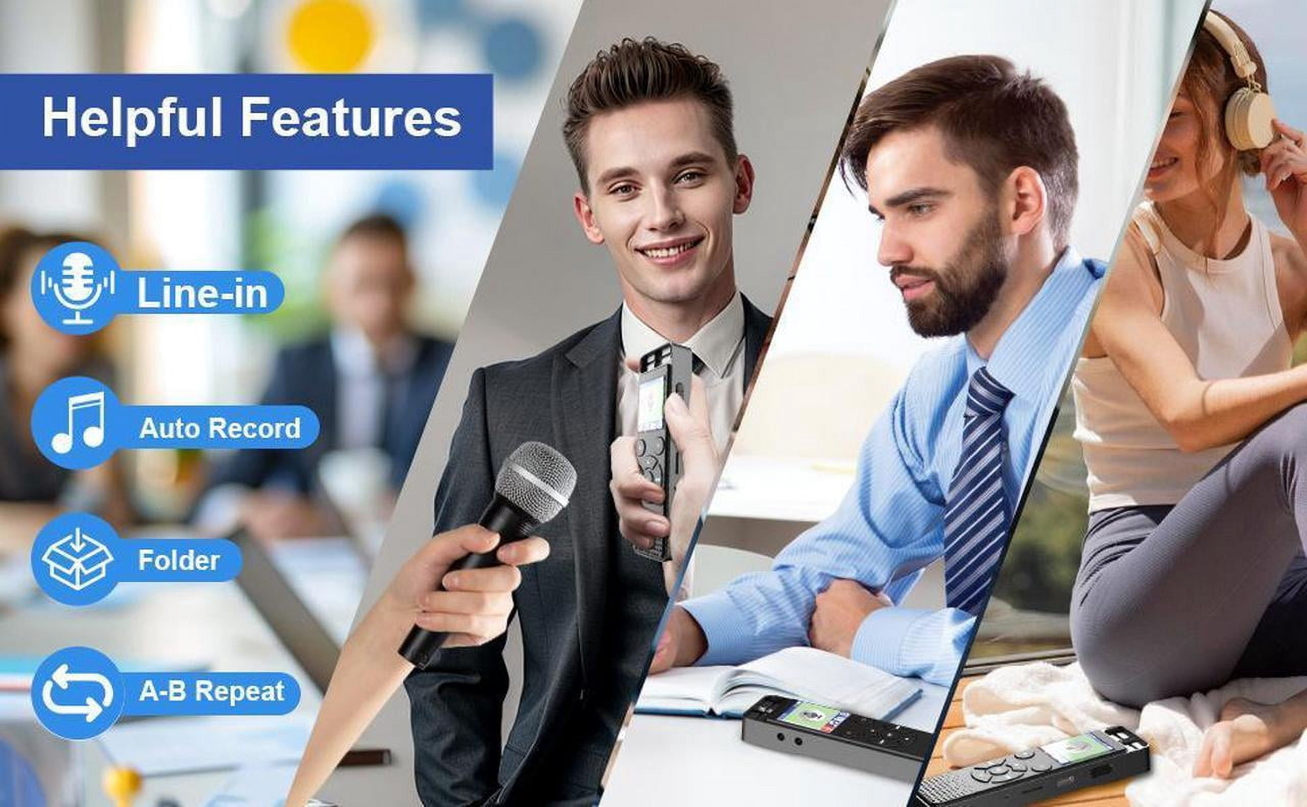 Digital Voice Recorder Voice Activated Recorder for Lectures, Meetings, Interviews - Sound Audio Recorder Dictaphone Recording Device with Playback,MP3 Player,Type C [128GB]