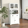 thumbnail image 5 of Costway 67" Kitchen Buffet Freestanding Pantry Cabinet Sideboard with Tempered Glass Doors White, 5 of 10