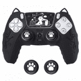 thumbnail image 1 of Silicone Case and Joystick Caps for PS5 DualSense Controller - Cat Ears Black, 1 of 5