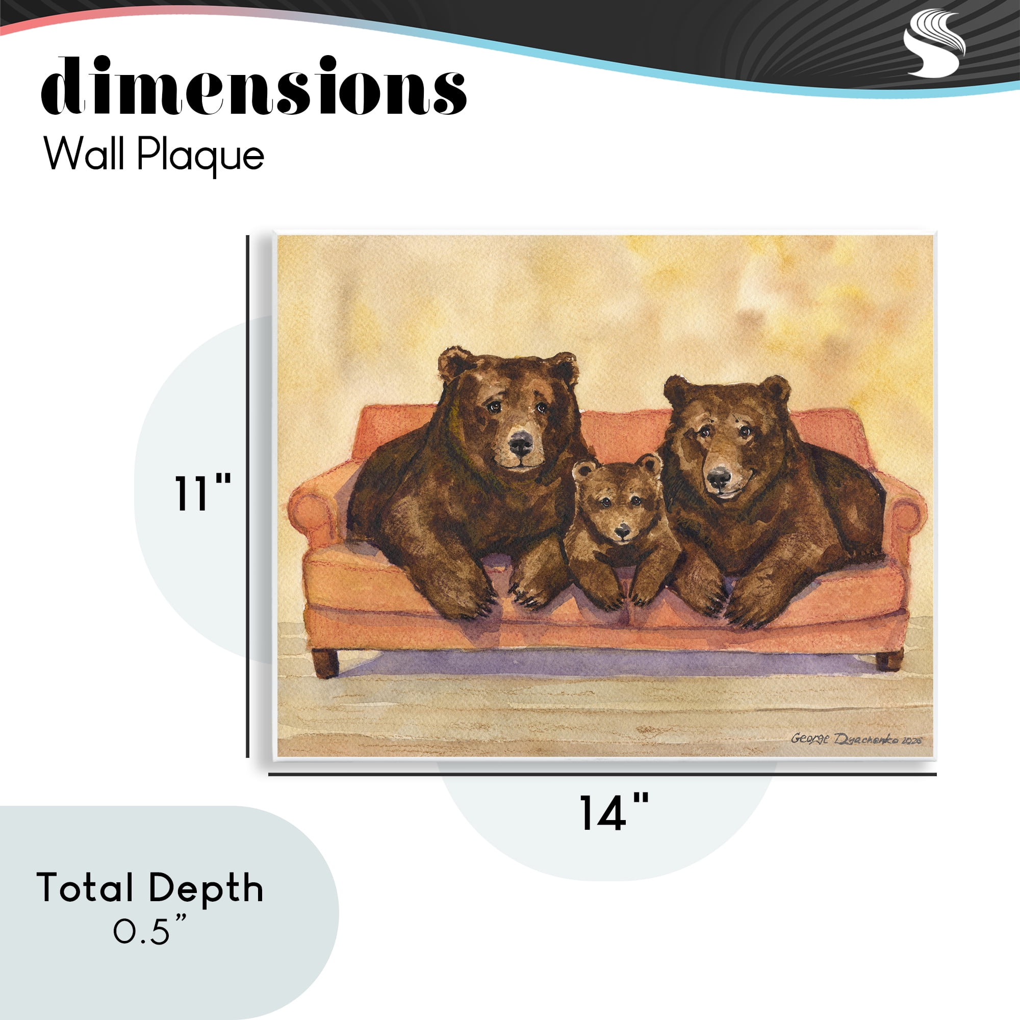 Stupell Industries Bear Family Trio Wall Plaque Art, design by George Dyachenko