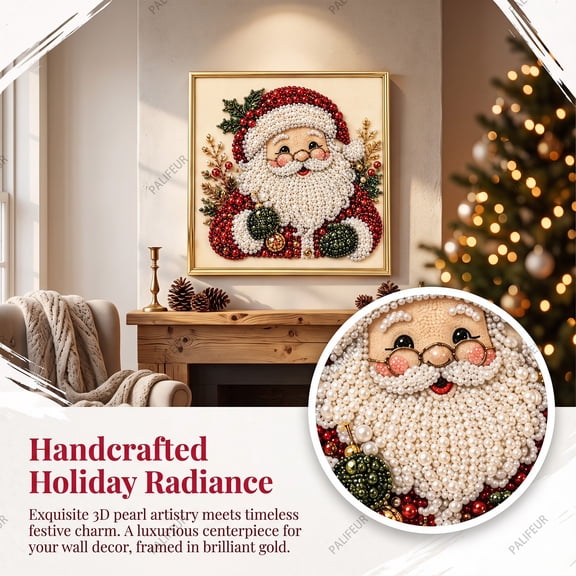 Christmas Diamond Art Kit DIY Pearl Painting with Photo Frame, Holiday Decor for Adults, Relaxing Craft Gift by PALIFEUR