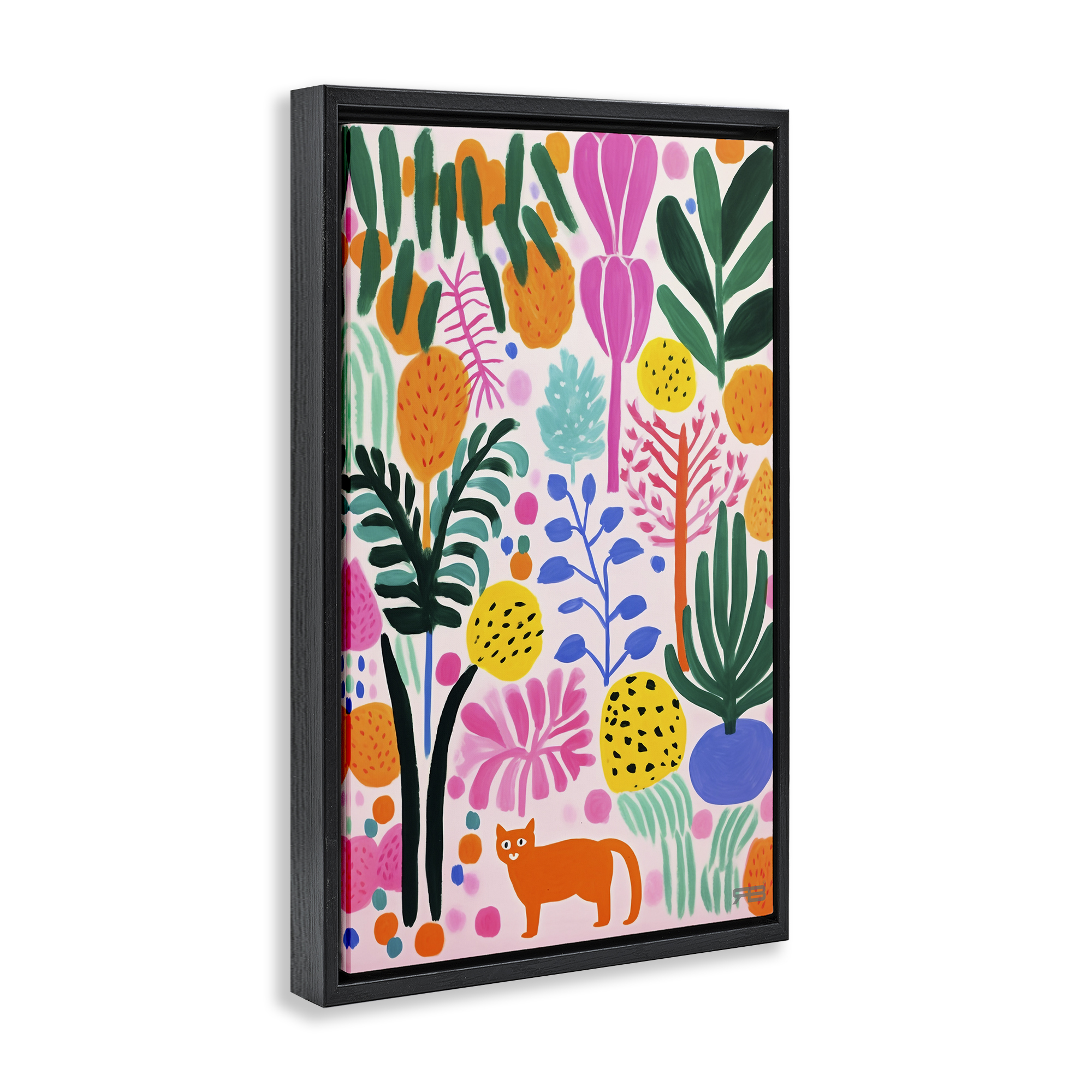Stupell Industries Fun Botanical Tropics Botanical & Floral Painting Black Floater Framed Art Print Wall Art, 21 x 31