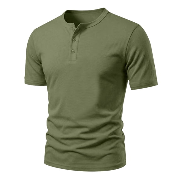 JoveMarine Mens Short Sleeve Button Down Shirts Slim Fit Casual Summer Athletic Tee Solid Color Button Front,Army Green L