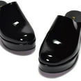 thumbnail image 3 of YDN Women Comfy Platform Round Toe Clogs Mules Slip On Wedge Mid Heel Slippers Sandals Summer Beach Dressy Shoes Size 10.5 Black Patent, 3 of 4