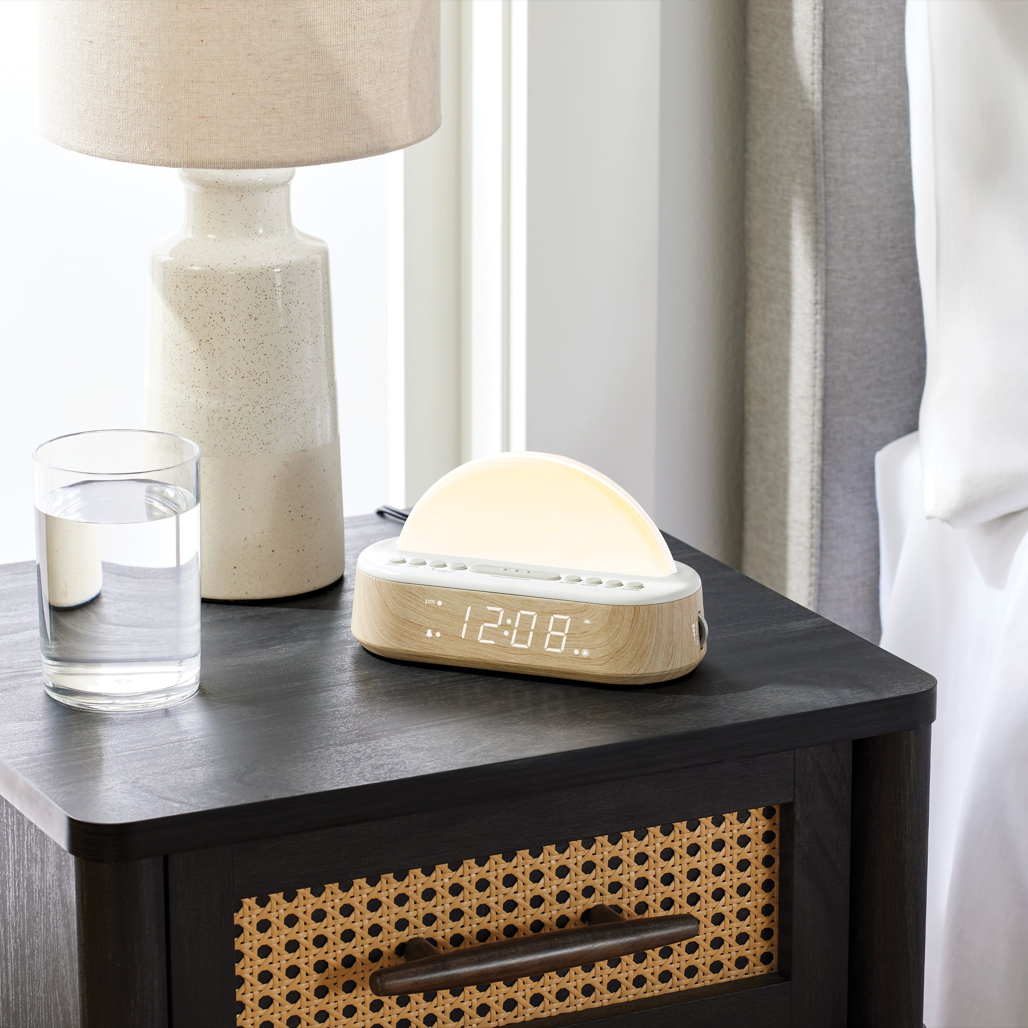 Better Homes & Gardens Sunrise Digital Alarm Clock with Tranquil Sleep Sounds and Multicolor Light