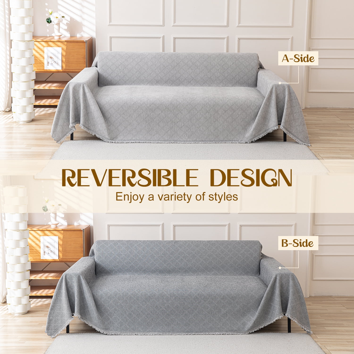 Jessy Home Sofa Cover Slipcover Couch Cover Protector Durable Multi-Function Furniture Cover for Pets Dogs Cats Home Decor Sofa Covers for Living Room 71"x 150"Light Gray