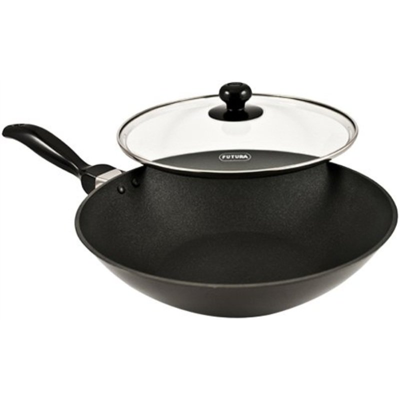 Futura NonStick DeepFry Pan(Kadhai) 2.0 Litre with Glass Lid and Flat