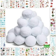 NimJoy 3 inch White Plush Indoor Snowballs W/Stickers for Kids Snow Fight & Seasonal Home Decor,50PCS