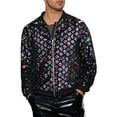 thumbnail image 4 of INSPIRE CHIC Men's Jacket Argyle Sequin Baseball Jacket Party Club Shiny Jacket L Multicolor, 4 of 6