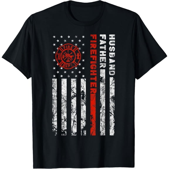 Firefighter Husband Father Fireman Fathers Day gift for Dad T-Shirt