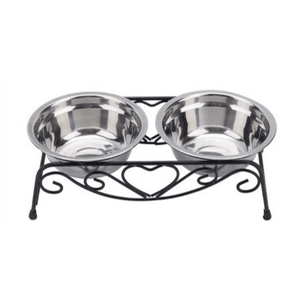 Stainless Steel Double Dish Cat and Dog Elevated Feeder
