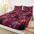 thumbnail image 4 of Erosebridal Black Cat Purple Lavender Queen Sheet Sets,Kawaii Kitten Bed Set For Pet Lovers, 4pcs, 4 of 6