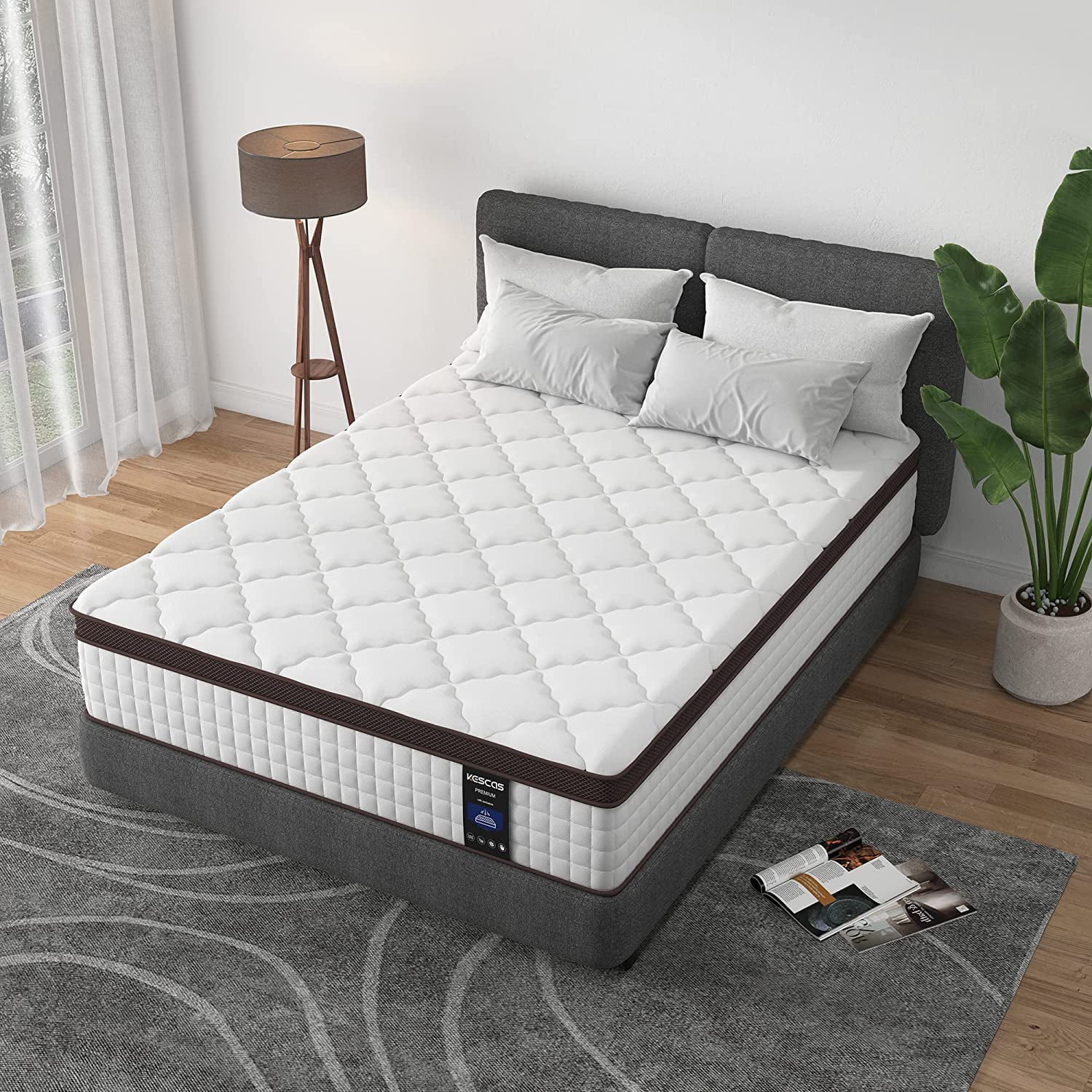 Kescas 10 Inch Hybrid Mattress Twin, Medium Firm Innersprings Mattress for Motion Isolation, Pressure Relieving