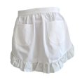 thumbnail image 2 of yotijay Half Apron Elegant Kitchen Cooking Apron with 2 Pockets Washable Waitress Waiter white, 2 of 9