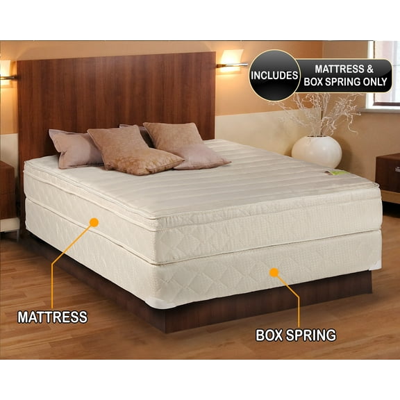 Comfort Pedic Firm Pillow Top (Eurotop) Mattress & Box Spring (Full Size-54"x75"x11") Sleep System with Enhance Support- Fully Assembled, Plush Knit Cover, Great for your Back - By Dream Solutions USA