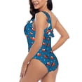 thumbnail image 4 of Rateoe Bullfinches Pattern Women One Piece Swimsuits Tummy Control One Shoulder Bathing Suits Ruffle Swimwear-, 4 of 6