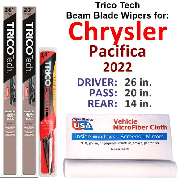 2022 Chrysler Pacifica Beam Blade Wipers (Set of 3) w/Rear Wiper