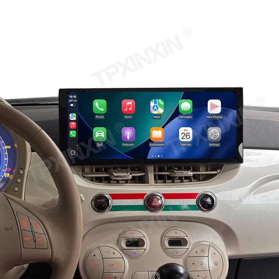 TPXINXIN 12.3 inch Car Radio for Fiat 500 2007-2024 Android Auto GPS Navigation Multimedia Stereo Receiver Head Unit Offline Maps