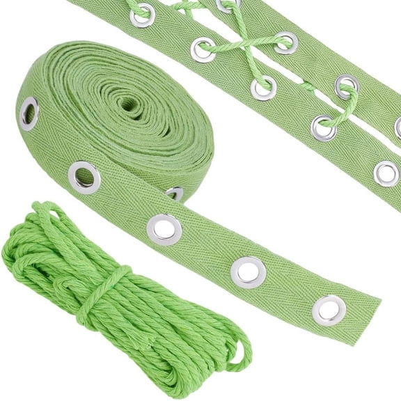 5 Yards Metal Eyelet Grommet Trim 1 Inch Cotton Grommet Eyelet Twill Tape Trim with Threads for Sewing Crafts Making Eyelet Tape Strip Cotton Twill Tape for Corset Shirt Dress Jacket Lime Lime