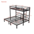 thumbnail image 5 of Metal Triple Bunk Bed for Kids,Twin Over Twin Over Twin Bunk Bed with Full-Length Guardrail and Ladder,Separates Into 3 Twin Beds,Noise Reduced Structure,Black, 5 of 8