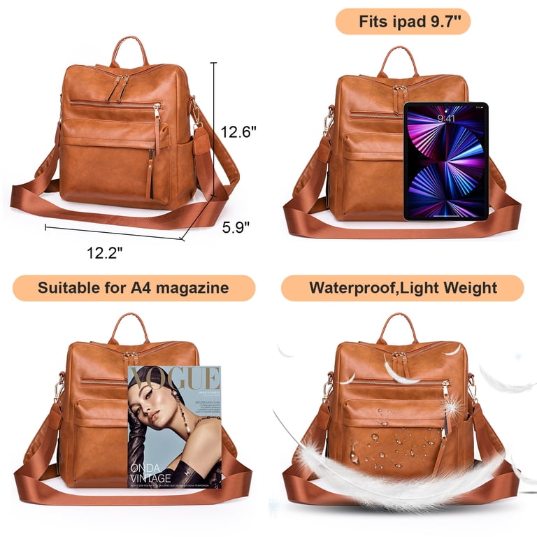 Large PU Leather Backpack Purse Convertible Shoulder Bag Vintage Satchel Amazon.com: Dayfine Vintage Backpacks for Women Oil Wax  main image 3