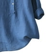 thumbnail image 4 of Going Out Tops for Women Plus Linin And Cotton Casual Summer Tops for Women 2023 Trendy Ruched Solid Blouses for Women Buttons V-Neck Women Tops Weekly-Deals（Blue,XL）, 4 of 4