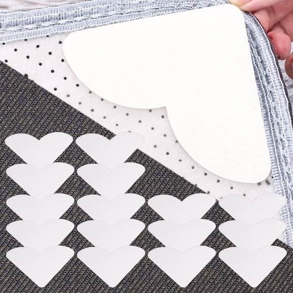 16PCS Non-Slip Carpet Pads for Rug on Carpet, Heavy Duty Anti-Curl Grippers, White